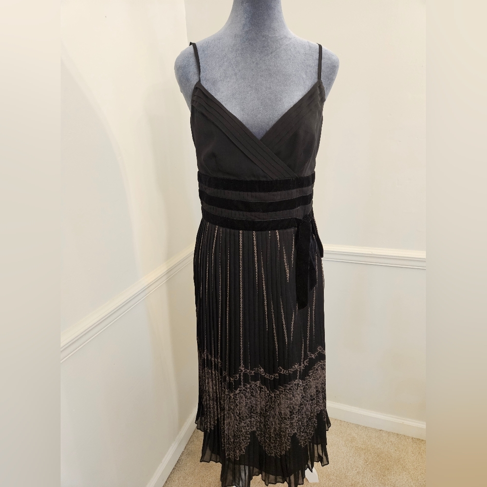 LOFT Black Midi Dress with Spaghetti Straps